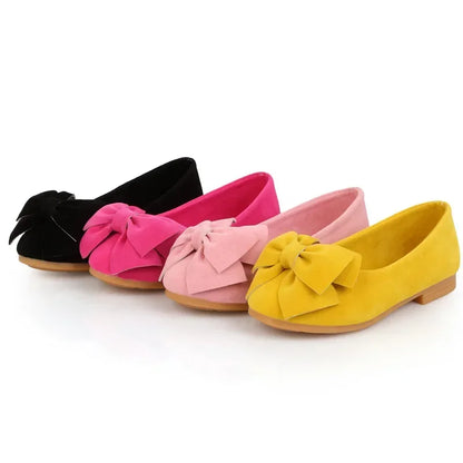 Girls Big Bow Candy Color Sandals - Soft PU Leather Slip-On Casual Shoes for Kids