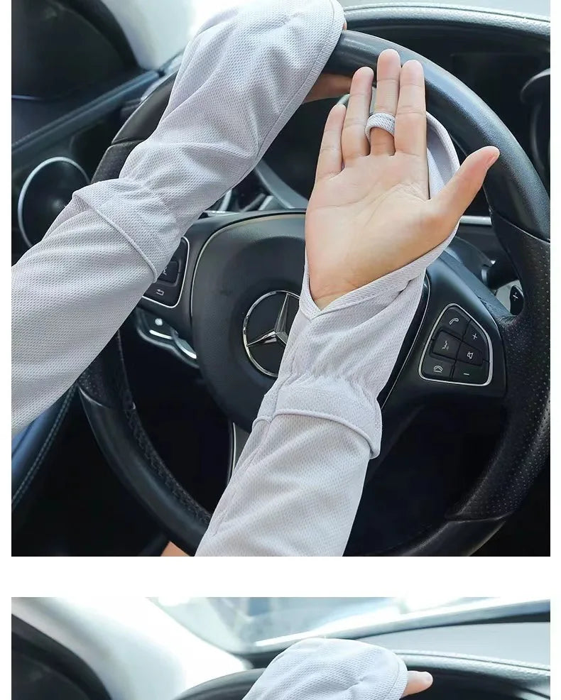Women’s Large Ice Sleeve Gloves – Summer UV Protection Driving Arm Sleeves, Loose & Breathable