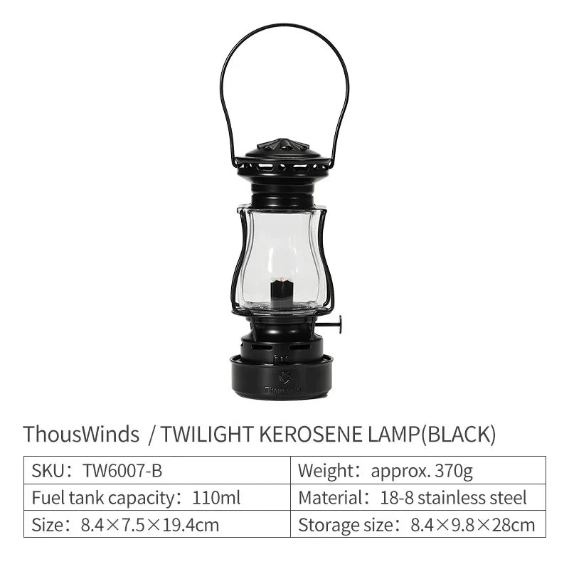 ThousWinds Twilight Kerosene Camping Lantern – Portable Retro Oil Lamp for Outdoor Picnic and Backpacking