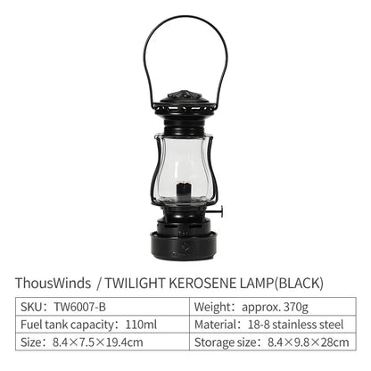 ThousWinds Twilight Kerosene Camping Lantern – Portable Retro Oil Lamp for Outdoor Picnic and Backpacking