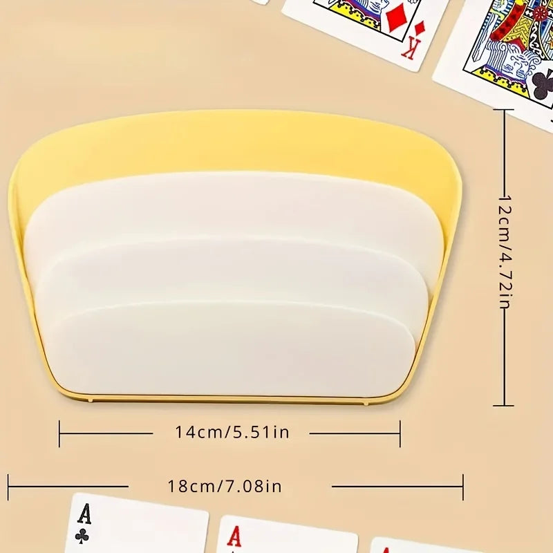 4-Pack Yellow PVC Playing Card Holders – Poker Game Accessories for Family Game Night & Tabletop Card Organizing