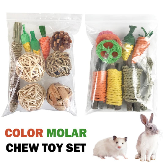 Fun Pet Rabbit Guinea Pig Dragon Cat Toy - Hamster Tooth Grinding Set for Healthy Pet Teeth - Enjoyable Pet Tooth Grinding Snacks