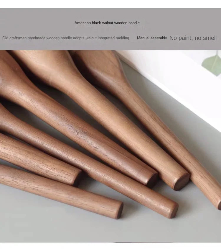 New European Vintage Wood Handle Makeup Brush – High-Quality Walnut Soft Powder, Blush & Foundation Contour Brush