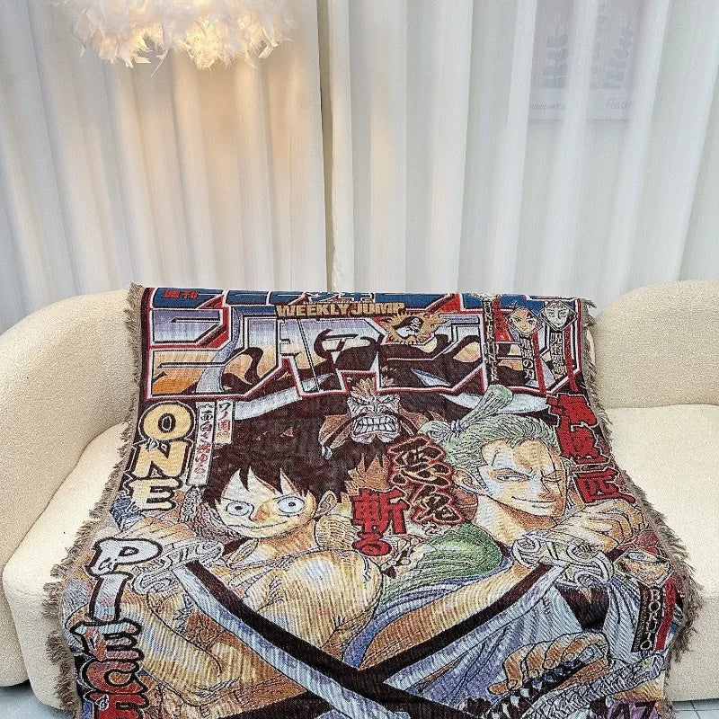 Anime Dragon Ball & One Piece Cotton Blanket – Decorative Sofa & Bed Throw