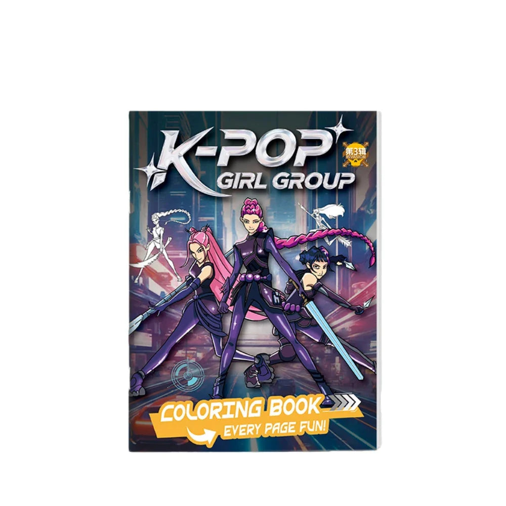 2025 KPop Demon Hunter Coloring Book – Line Drawing Picture Book, Painting Activity for Kids, Birthday Gift