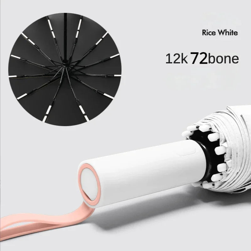Super Strong Windproof Automatic Umbrella – 72-Rib Large Folding Rain Umbrella with UV Sun Protection for Men & Women