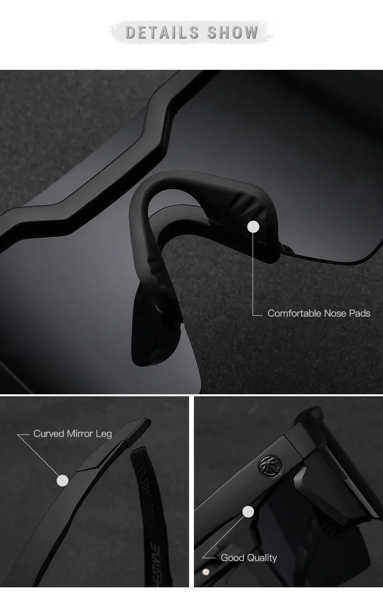 NEW High-Quality Luxury Heat Wave Brand Sunglasses – Square Conjoined Lens Cycling Glasses for Men and Women, UV400 Protection