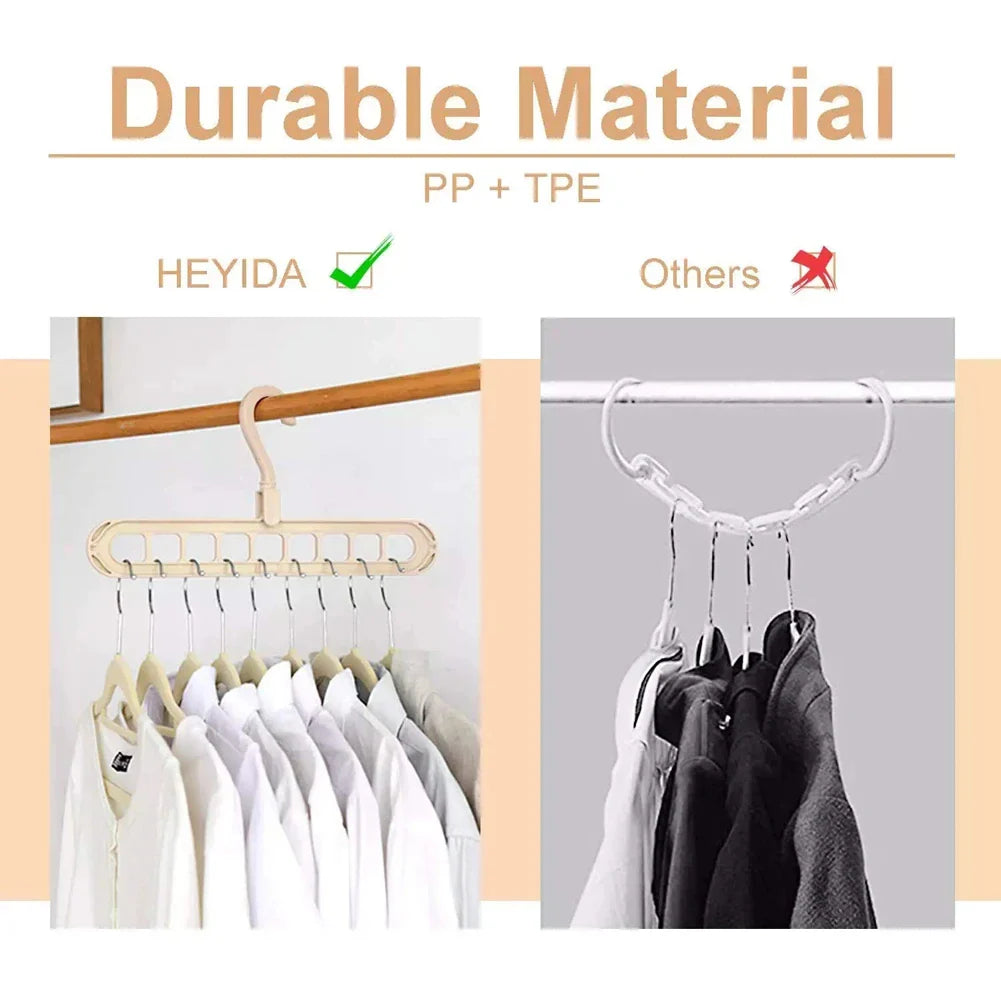 9-Hole Multi-Function Clothes Hanger Organizer – Space-Saving Folding Magic Rack for Scarves & Clothes