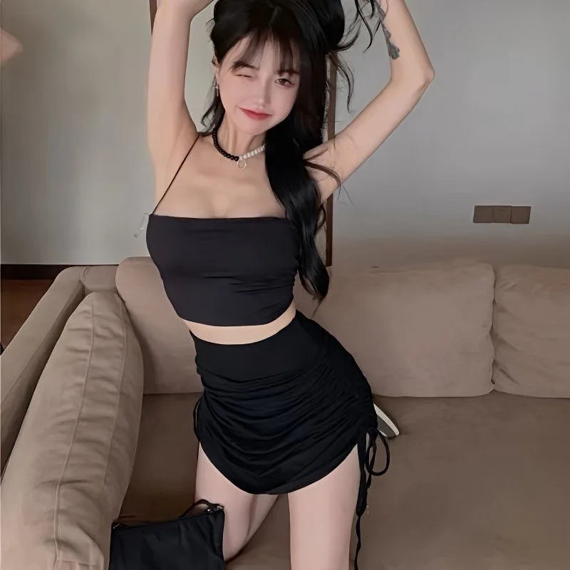 Women’s Sexy Mesh Shirring Micro Mini Skirt – Sheer See-Through Bandage Short Skirt, Butt-Lifting Club Fashion Outfit