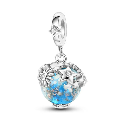 MULA Chameleon Silver-Plated Charm with Color-Changing Crystal Ball - DIY Snake Chain Bracelet Jewelry Gift for Women