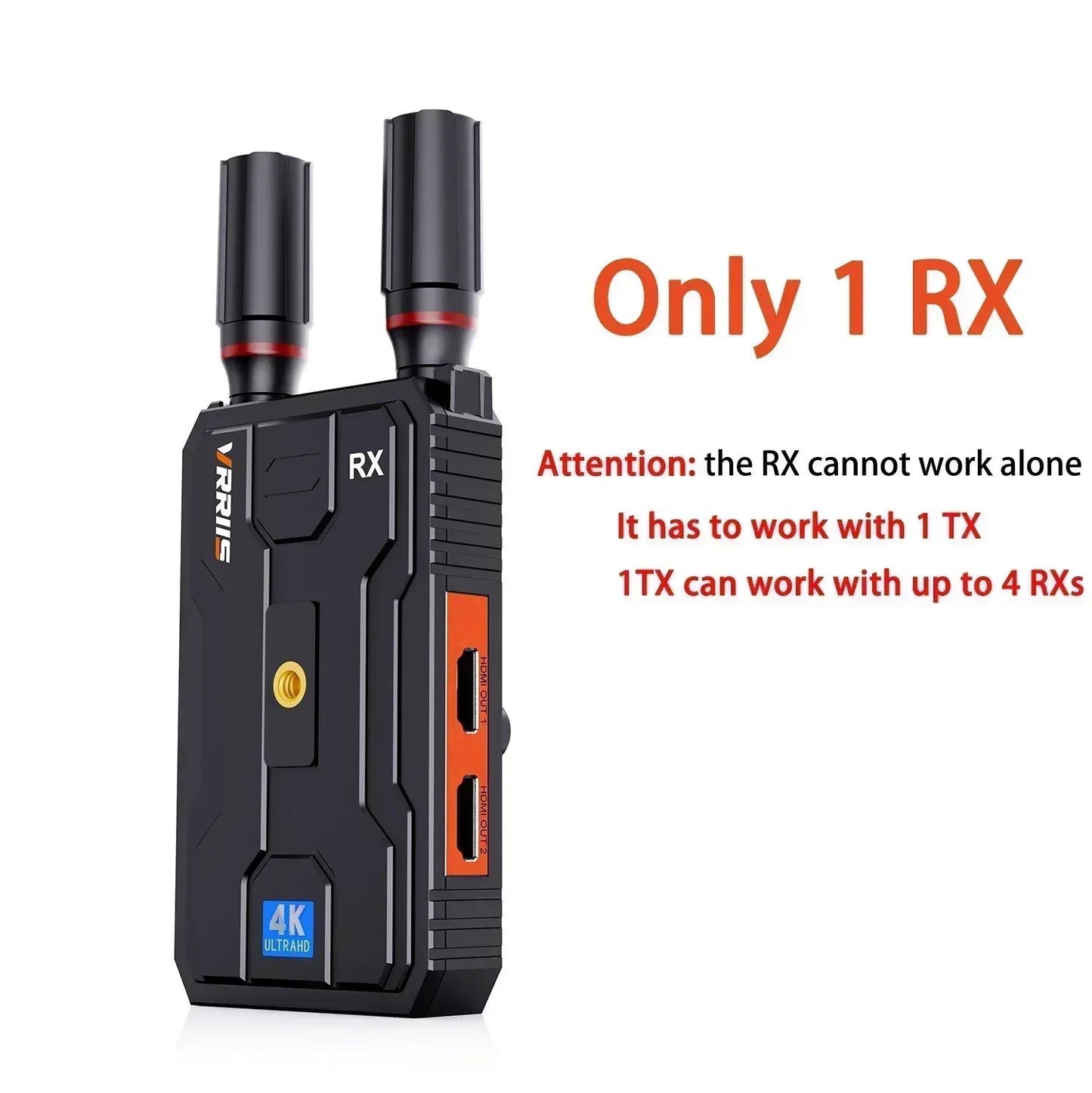 400m 5G 4K Wireless Video Transmitter & Receiver – HDMI Extender, Dual Display Adapter, Battery Support for Wedding Camera & Live Streaming