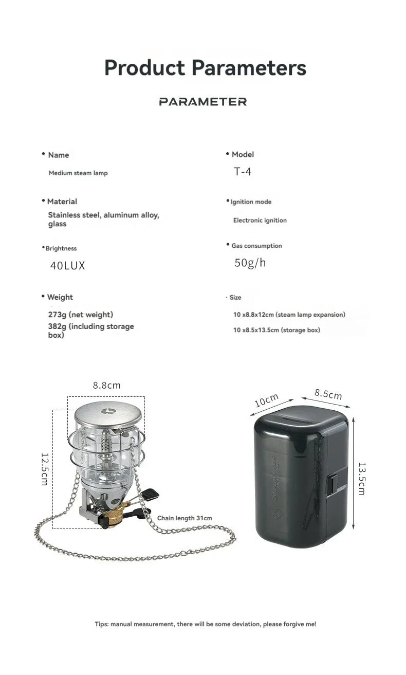CAMPINGMOON T-4 Portable Outdoor Camping Lantern – Medium Gas Light for Campsite, Tent, and Outdoor Lighting