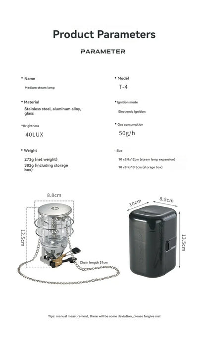CAMPINGMOON T-4 Portable Outdoor Camping Lantern – Medium Gas Light for Campsite, Tent, and Outdoor Lighting