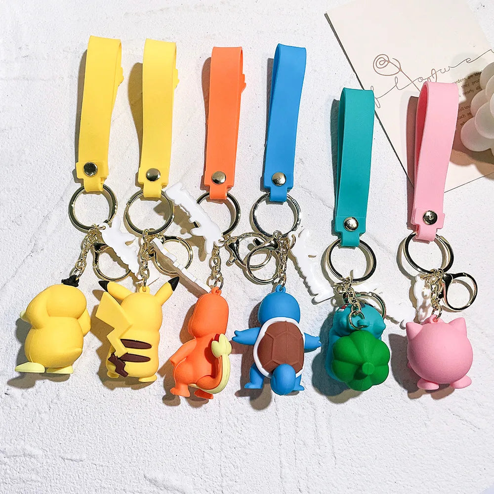 Pokemon Pikachu Keychain Anime Cartoon Figure Toy Pendant – Charmander Psyduck Bag & Car Key Ring Kid Gift