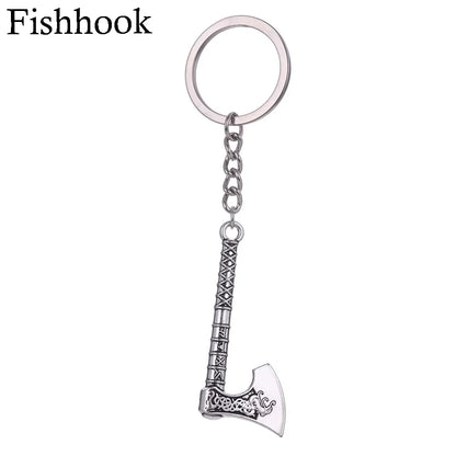 SKYRIM Viking Keychain – Punk Gothic Axe Talisman, Slavic Irish Knot Pagan Amulet Pendant, Men's Jewelry Gift