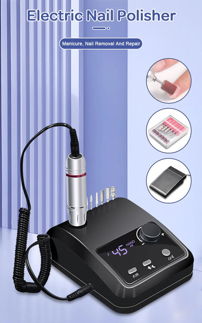 45000 RPM Electric Nail Drill Machine, Professional Metal Manicure Pen, HD Display Nail File & Sander for Nails