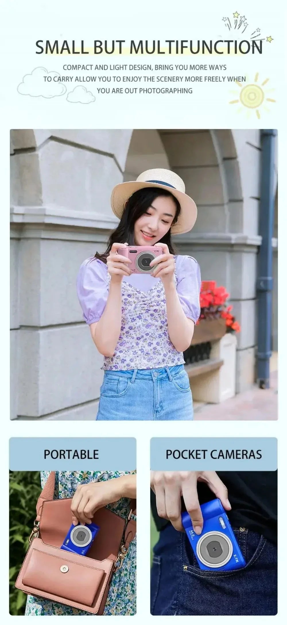 Digital Kids Camera — Compact 1080P Camcorder with Autofocus, 8x Zoom for Beginner Photography