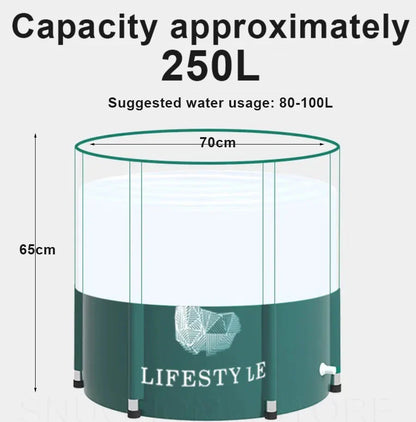 Portable Collapsible Bath Bucket - Large Capacity Bathtub, Easy Ice Bath Setup, Ideal for Winter Showers, No-Installation Bathroom Solution