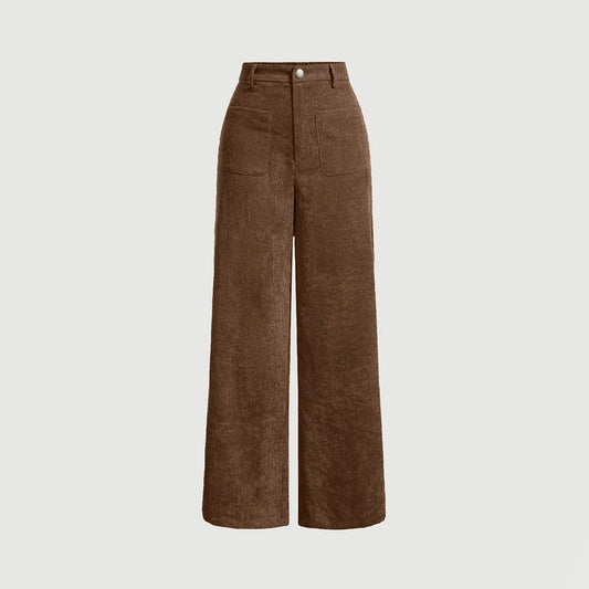 Mia Muse Women's All-Season Casual Pants – Retro Vintage Pocket, Natural Waist, Full Length for Any Occasion