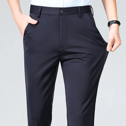 Men's Summer & Autumn Dress Pants – Thin Formal Work Trousers | Business Casual Black & Wine Red Long Pants