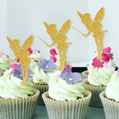 Sparkling Glitter Fairy Cupcake Toppers - Ideal for Kids' Birthdays, Baby Showers, and Wedding Cake Decorations (10/20Pcs)