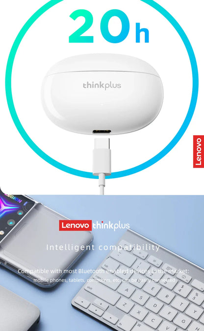 Lenovo Thinkplus XT88 In-Ear Bluetooth Earphones — Dual Mic, Stereo Noise Reduction, Bass HiFi Touch Earbuds