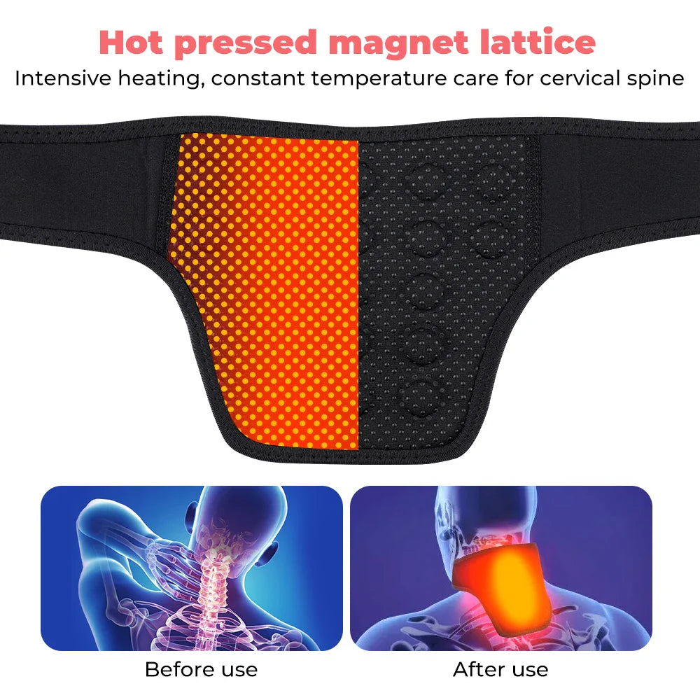 Heating Neck Brace with Tourmaline Stones — Cervical Support, Hot Compress, Magnetic Therapy, Fatigue Relief & Neck Warmer