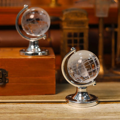 Mini Crystal Globe – Portable World Map Engraving, High Borosilicate Glass Decorative Table Art