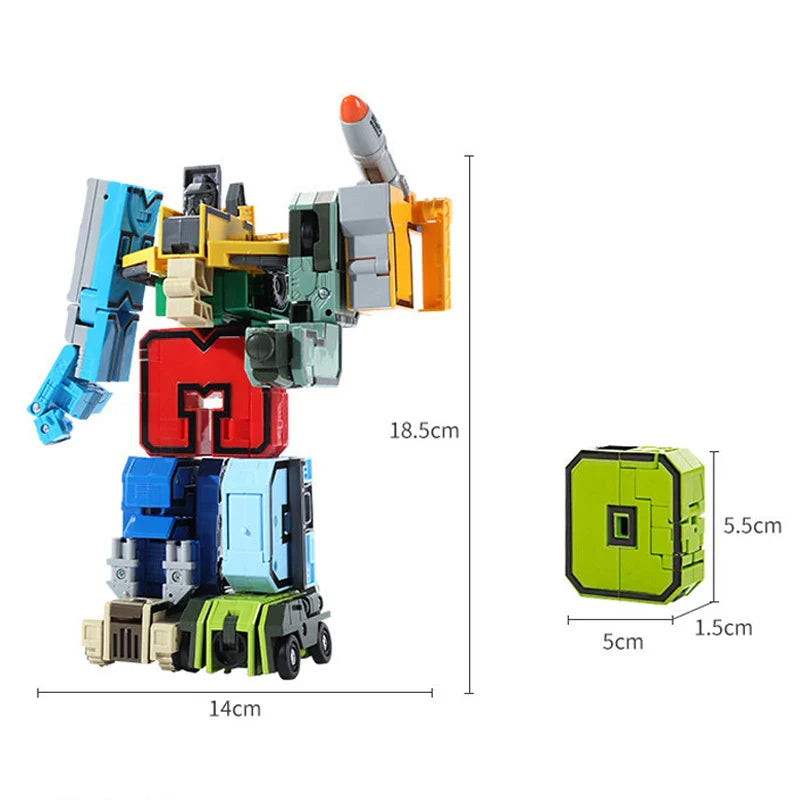 Transforming Robot Action Figure Set – Car Model Alphabet & Math Educational Deformation Toys for Kids Learning & Play