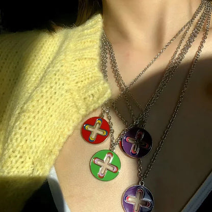 Trendy Hip Hop Dripping Oil Cross Pendant Necklace – Unique Niche Design Jewelry
