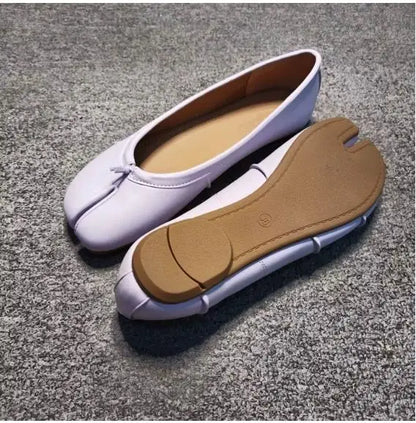 Women’s Luxury PU Leather Tabi Flats – Handmade Split-Toe Mule Shoes, Fashion High-Quality Designer Slip-On Footwear