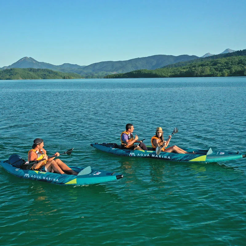AQUA MARINA STEAM Inflatable Sport Kayak – 1-2 Person PVC Canoe Dinghy Raft with Pump, Seat & Drop Stitch Floor