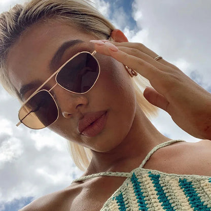 Classic Metal Sunglasses for Men and Women 2022 - Luxury Brand Trendy Square UV400 Shades