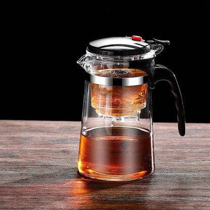 Heat-Resistant Glass Teapot with One-Click Filter – Tea & Coffee Pot, Tea Water Separation, Home Teaware Set