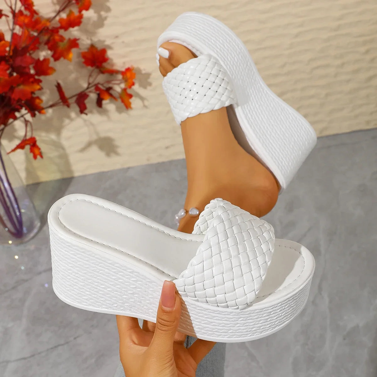 Women's Summer Wedge Sandals - Comfortable Outdoor Beach Casual Slides