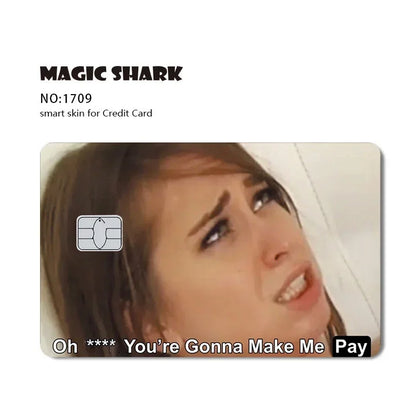 Conch Money Bow Anime Card Sticker - Spend or Save Meme Credit Debit Card Skin