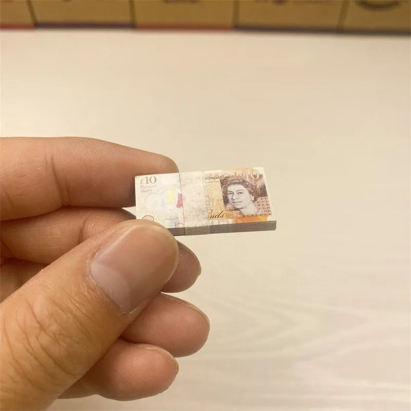 5PCS Mini Dollar & Euro Fake Money Banknotes – Miniature Props for Kids Dollhouse & Decoration