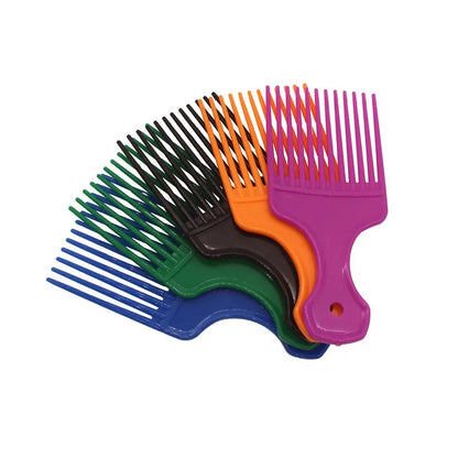 Wide Teeth Hair Pick Comb – Plastic Fork Brush for Curly Afro Hair, Styling Tool for Detangling & Volume