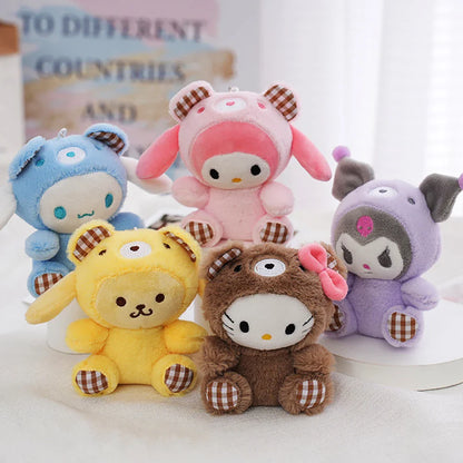 Sanrio Kawaii Plush Keychain — Hello Kitty, My Melody, Kuromi & Cinnamoroll Stuffed Cartoon Doll Pendant for Backpack Decoration