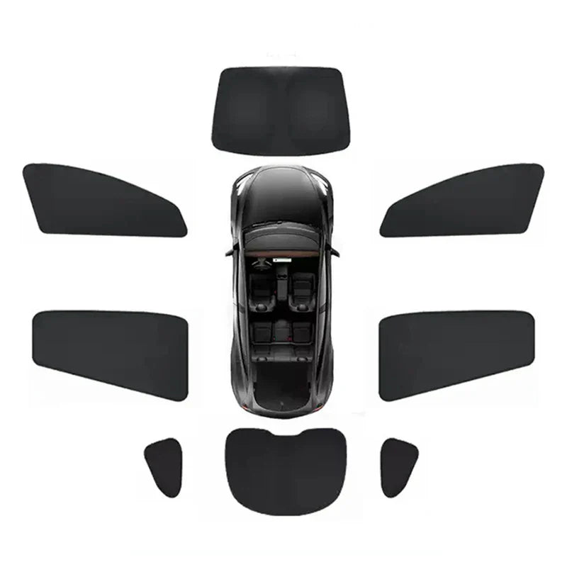 Tesla Model Y Juniper 2025–2026 Sunshade Set – Front, Rear & Side Window Sun Shades, Windshield UV Protection, Outdoor Camping Car Accessories