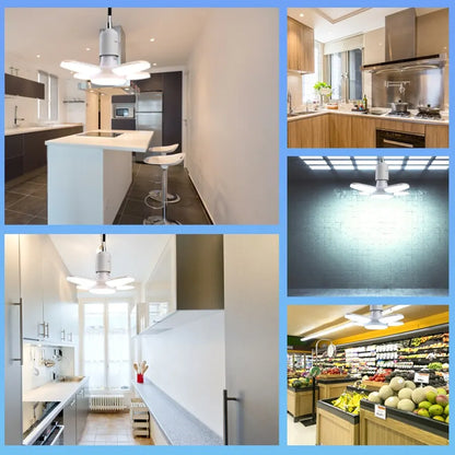 28W Fan Shape LED Bulb E27 LED Lamp: Foldable, 220V 110V Light Bulbs for Home Living Room, Warehouse, Garage Ceiling Light