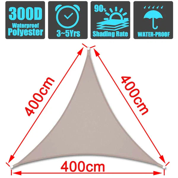 Outdoor Waterproof Sun Shade Sail – Rectangle Canvas Awning for Garden, Terrace, Pool & Car Sun-Shelter