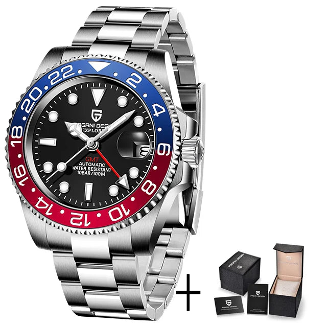 PAGANI DESIGN V3 GMT Men’s Luxury 40mm Automatic Mechanical Watch – Sapphire Crystal Stainless Steel Waterproof