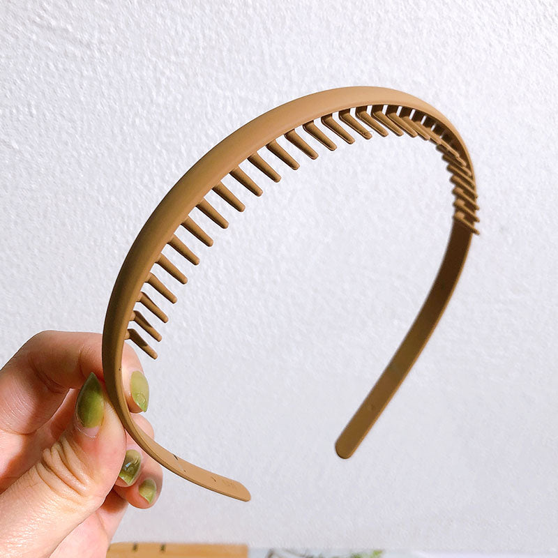Fashion Solid Color Plastic Hairbands – Toothed Wave Combs, Non-slip Hair Bands for Women & Girls, Face Wash Headbands, Hair Accessories