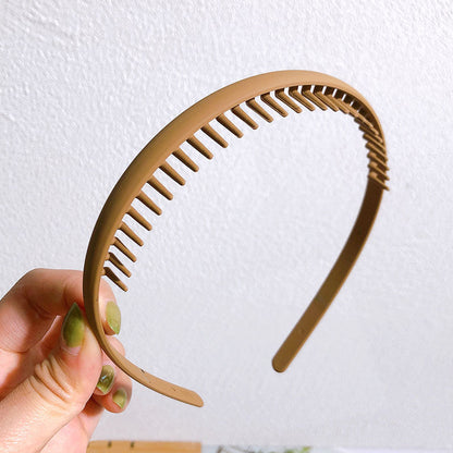 Fashion Solid Color Plastic Hairbands – Toothed Wave Combs, Non-slip Hair Bands for Women & Girls, Face Wash Headbands, Hair Accessories