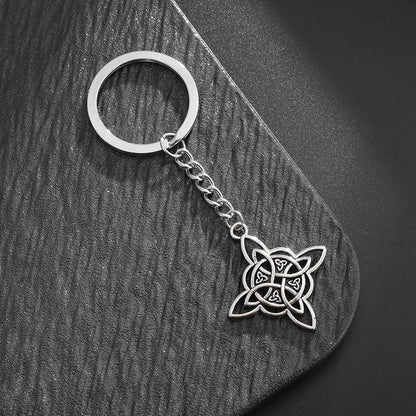 Witch Knot Necklace – Stainless Steel Magic Celtic Knot Pendant, Pagan Witchcraft Symbols, Jewelry Gift for Women