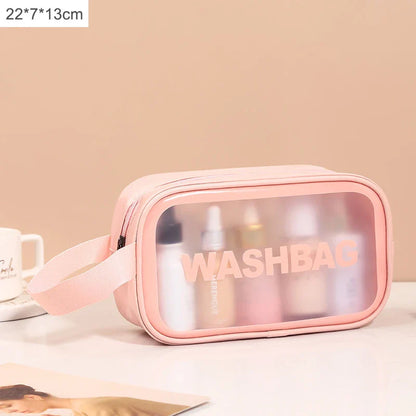 Black Transparent Waterproof Travel Makeup Bag – Portable Large-Capacity Cosmetic Organizer for Women