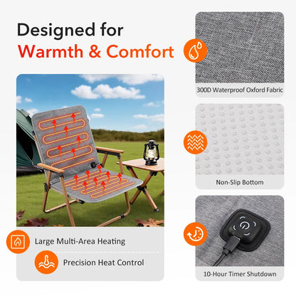Electric Heated Seat Cushion 43x43cm / 43x90cm – 3-Temperature Adjustable Heating Mat for Office, Camping & Chair Backrest