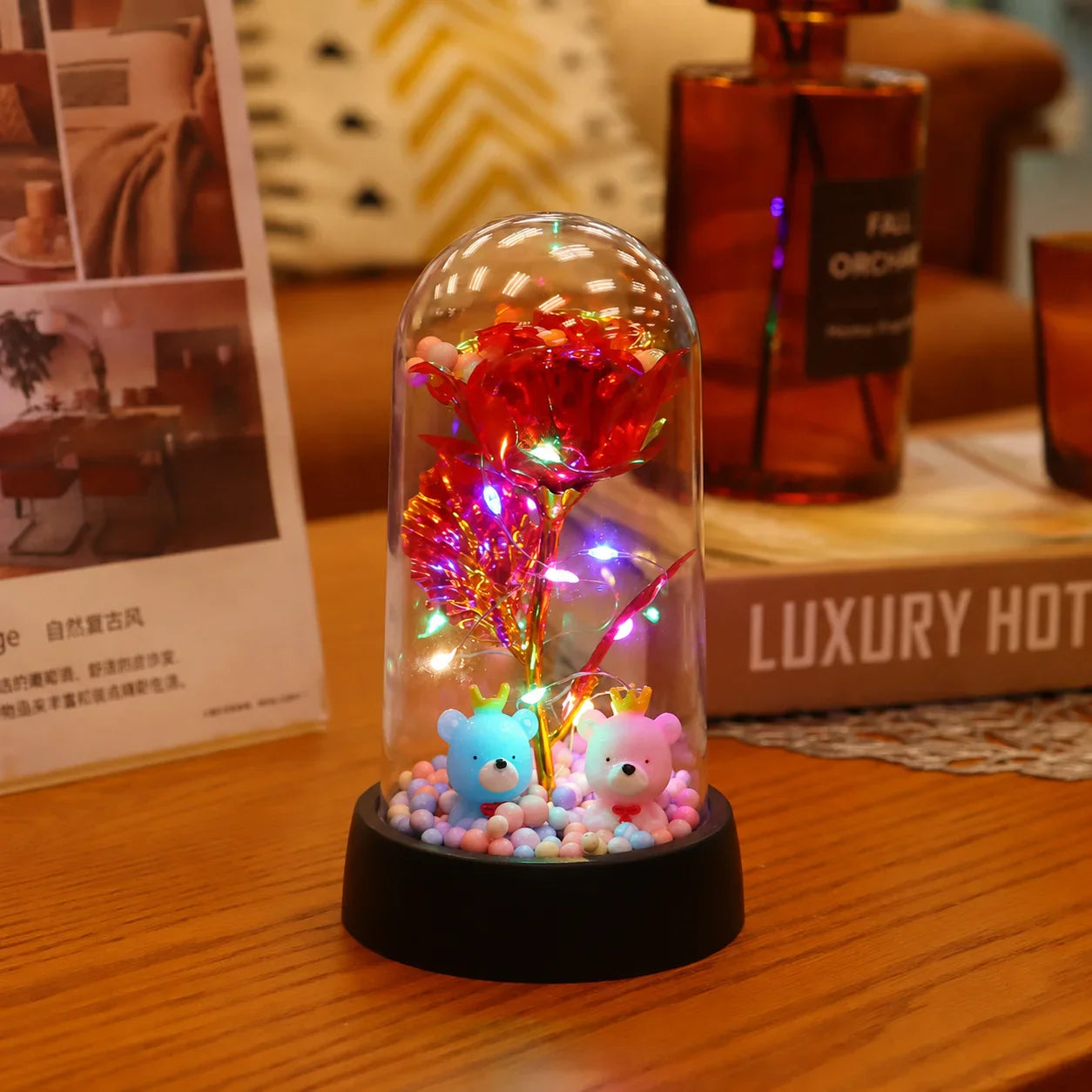 LED Eternal Rose Gift - 24K Gold Foil Flower with Glass Dome Light for Valentine’s Day, Wedding & Special Occasions