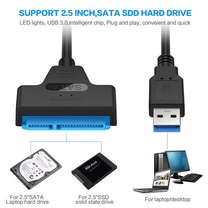 SATA to USB 3.0 Cable – 6 Gbps Adapter for 2.5 Inch External HDD/SSD, SATA III 22-Pin to USB 3.0 Cord